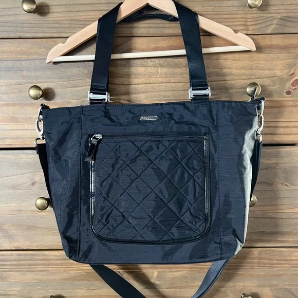 Baggallini Pocket Laptop Tote Handbags Black Quilt : One Size
